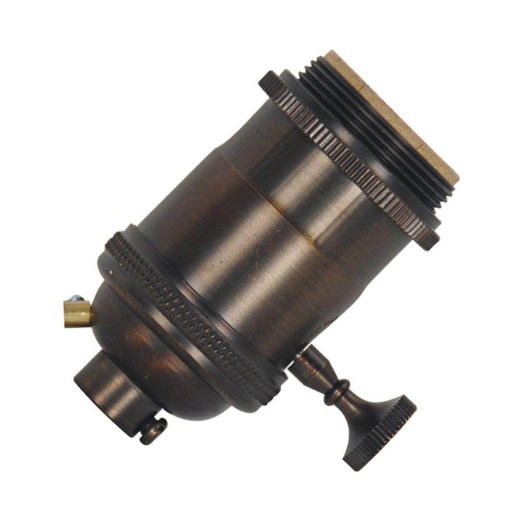 1/8 IPS Cap Dark Antique Brass 4 Piece On/Off Key Lampholder with Uno Rings 1