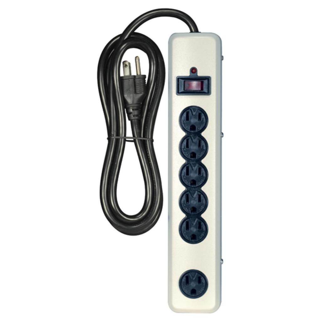 1875 watt 120 volt Black 6 Outlet Surge Strip 1