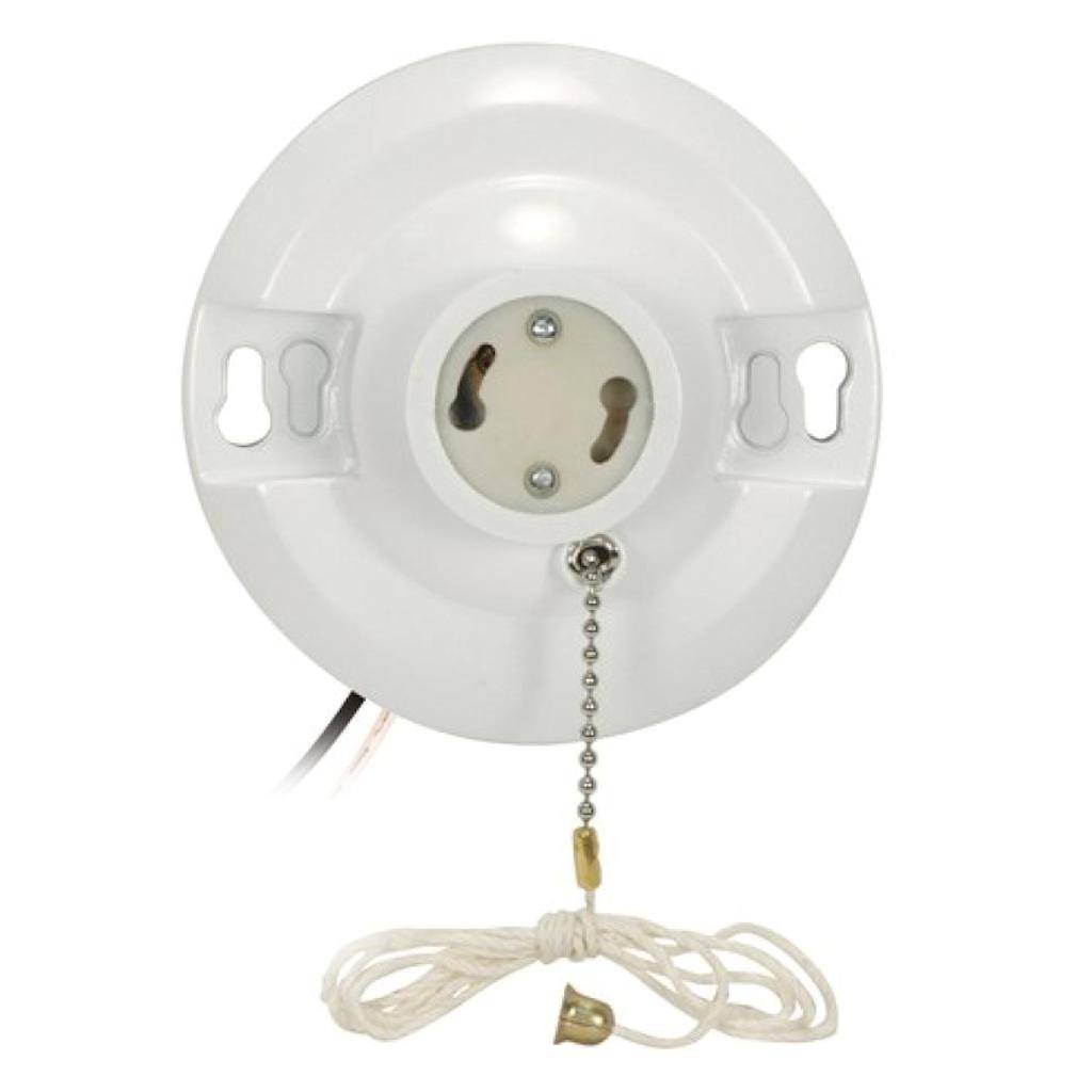 4.5" On-Off GU24 Base Phenolic Brass Ceiling Receptacle with Pull Chain 1