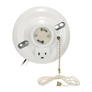 4.5" On-Off Phenolic GU24 Base White Ceiling Receptacle with Pull Chain 1