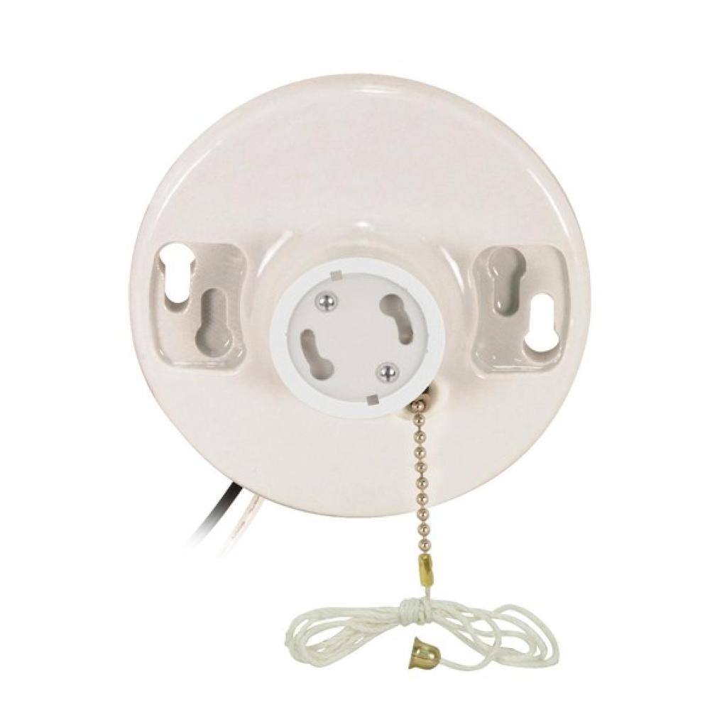 On-Off GU24 Base Porcelain White Ceiling Receptacle with Pull Chain 1