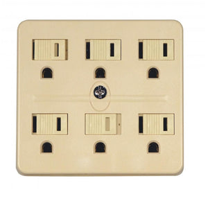 1875 watt Ivory 6 Outlet Grounded Adapter 1