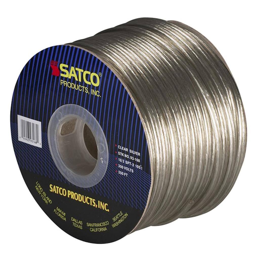250' Clear Silver 18/2 SPT-2 Wire Spool 1