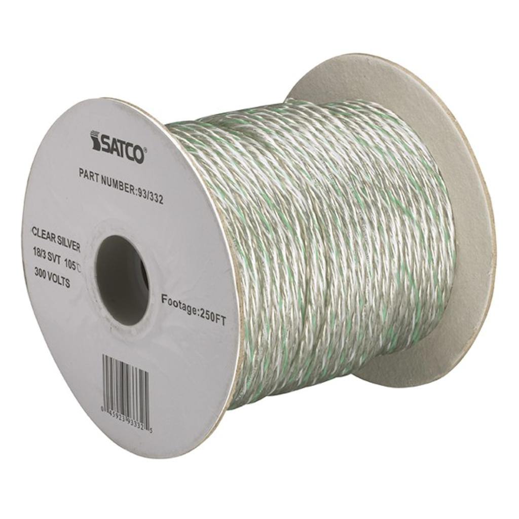 250' Clear Silver 18/3 SVT Pulley Cord Spool 1