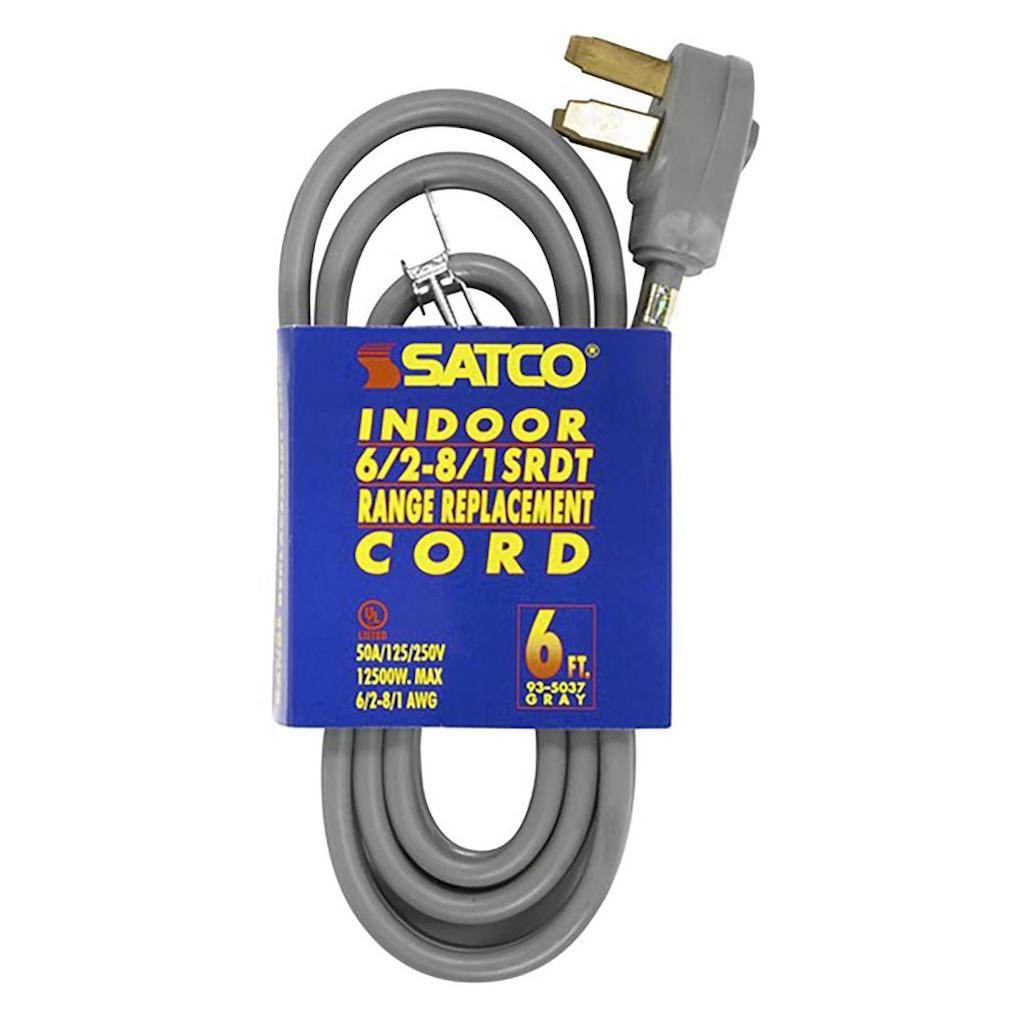 6' 12500 watt Indoor Gray Replacement Range Cord 1