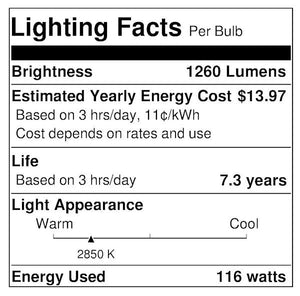 116 watt 130 volt A21 Medium Screw Base Clear 2