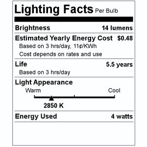 4 watt 120 volt C7 Candelabra Screw Base Long Life Clear Night Light (4 pack) 2