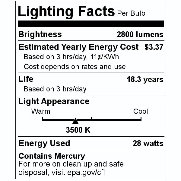 28 watt 100 volt T5 4-Pin Base 3500K Natural White CFL 2
