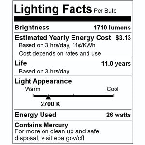 26 watt T4 4-Pin Base 2700K Warm White CFL 2