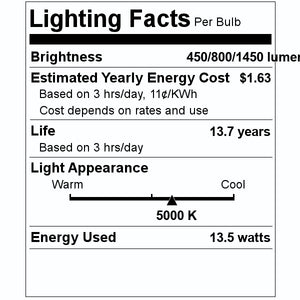 13.5 watt 120 volt A21 Medium Screw Base 5000K Daylight Three Way LED 2