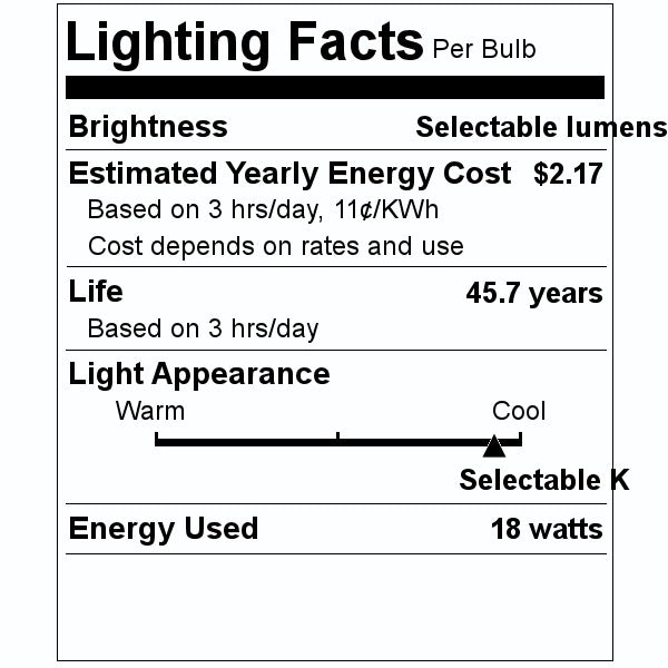 18 watt 120/277 volt Medium Screw Base CCT Selectable LED 2