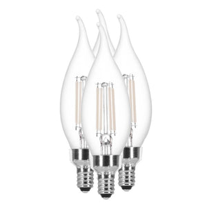 5.5 watt 120 volt B10 Candelabra Screw Base 2700K Warm White Dimmable White Filament LED (4 Pack) 1
