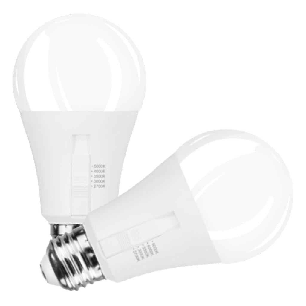 9 watt 120 volt A19 Medium Screw Base CCT Selectable LED Light Bulb (2 Pack) 1