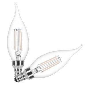 6 watt 120 volt B10 Candelabra Screw Base 5000K Daylight Dimmable White Filament LED (2 Pack) 1