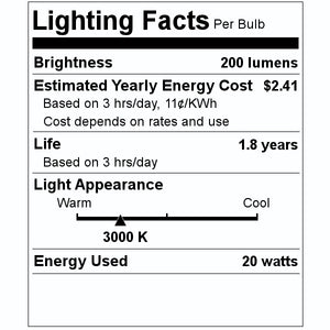 20 watt 12 volt MR16 Bi-Pin Base 3000K Natural White Clear Flood #BAB 2