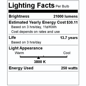 250 watt High Output ED28 Mogul Screw Base 3800K Natural White Clear Metal Halide 2