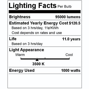 1,000 watt BT56 Mogul Screw Base 3500K Natural White Clear Metal Halide 2