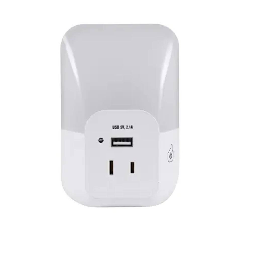 .5 watt 3000K Natural White - White LED Automatic Night Light with USB Ports 1
