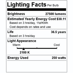 250 watt ET18 Mogul Screw Base 2100K Warm White Clear Sodium 2