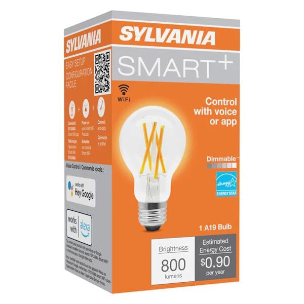 7.5 watt 120 volt A19 Medium Screw Base Warm White Clear Glass Smart Wifi LED Light Bulb 3