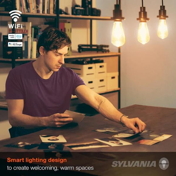 4.5 watt 120 volt ST19 Medium Screw Base Warm White Amber Glass Smart Wifi LED Light Bulb 5