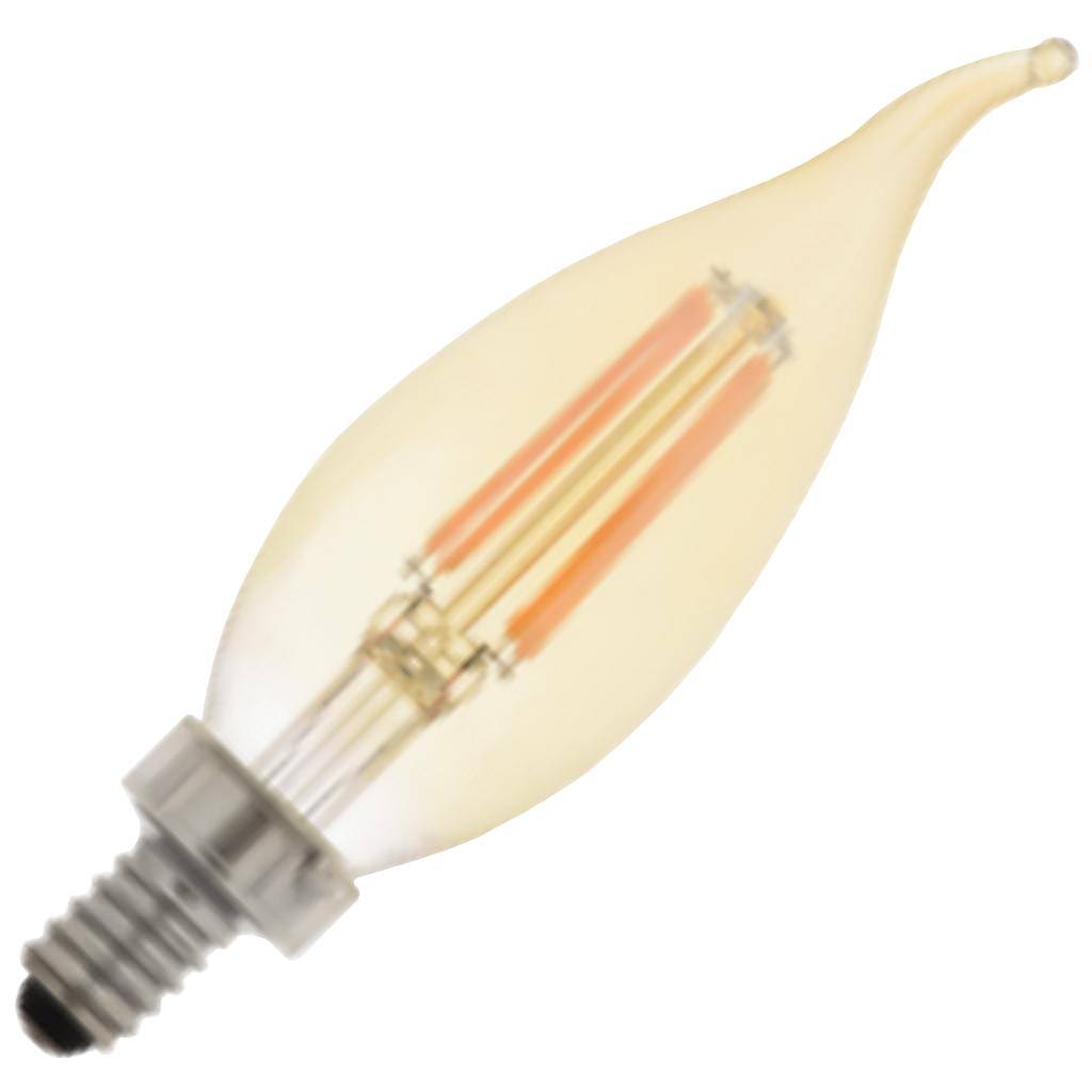 4 watt 120 volt B10 Candelabra Screw (E12) Base 2200K Warm White Amber Dimmable LED 1