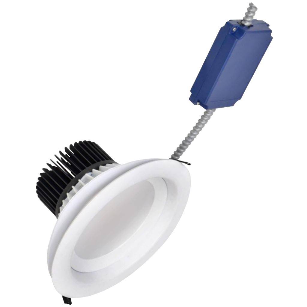 8" 92 watt 120/277 volt 3000K White Dimmable Flood LED Recessed Downlight Kit 1