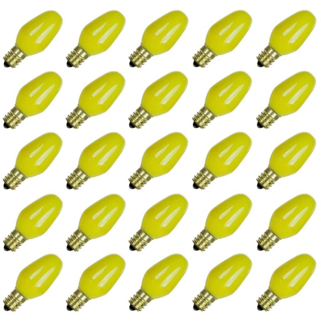 7 watt 120 volt C7 Candelabra Screw (E12) Base Yellow Dimmable 1