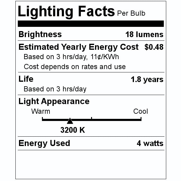 4 watt 120 volt C7 Candelabra Screw Base Clear Night Light 2