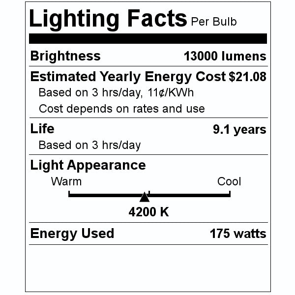 175 watt ED17 Medium Screw (E26) Base 4200K Cool White Frosted Metal Halide Light Bulb 2
