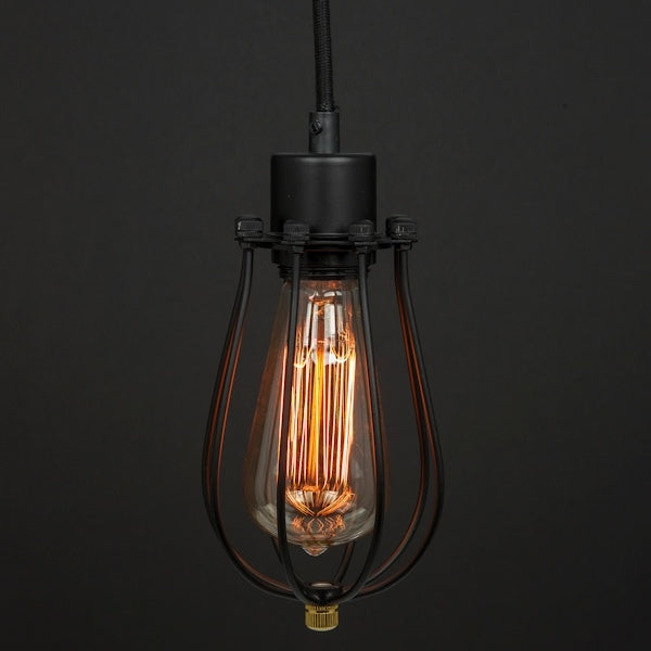 1 Light (Medium Screw Base) Black Cage Pendant Light Fixture 2
