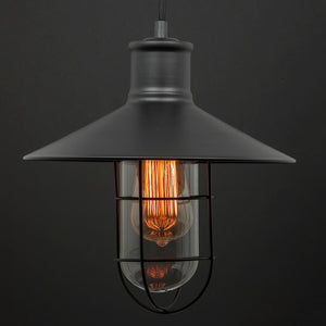 1 Light (Medium Screw Base) 10" Canopy Black Cage Pendant Light Fixture with Clear Glass 2