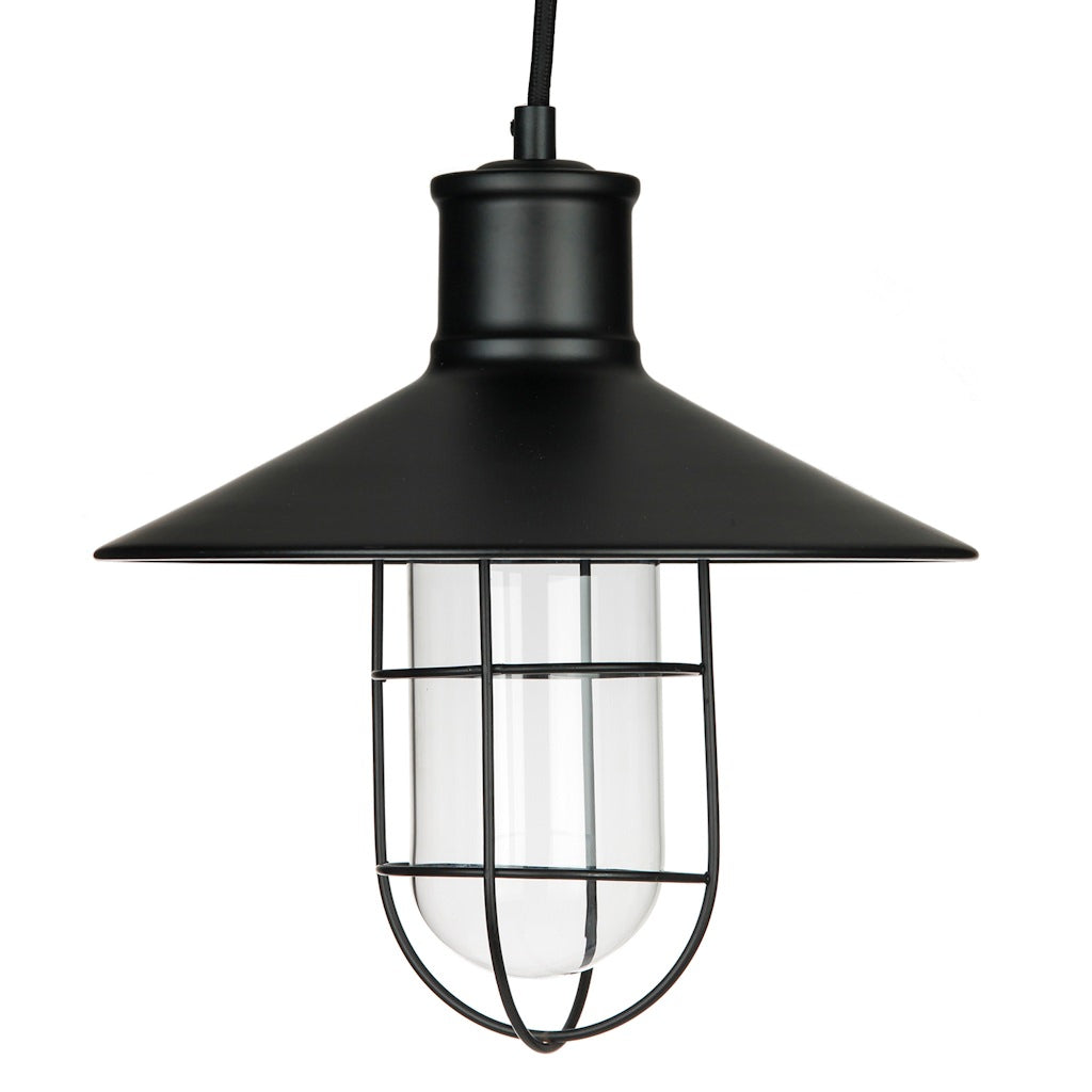 1 Light (Medium Screw Base) 10" Canopy Black Cage Pendant Light Fixture with Clear Glass 1