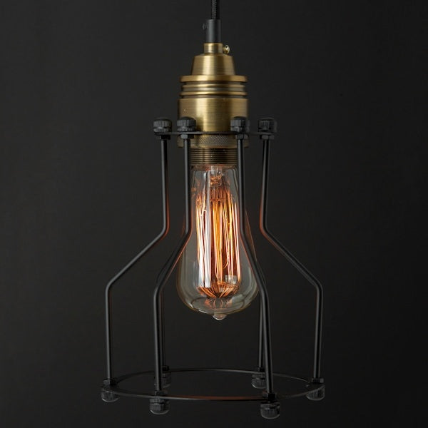 1 Light (Medium Screw Base) Black / Oil Rubbed Bronze Open Cage Pendant Light Fixture 2