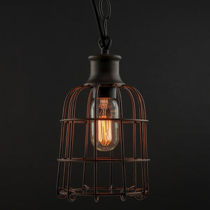 1 Light (Medium Screw Base) Open Cage Iron Rust Pendant Light Fixture 2