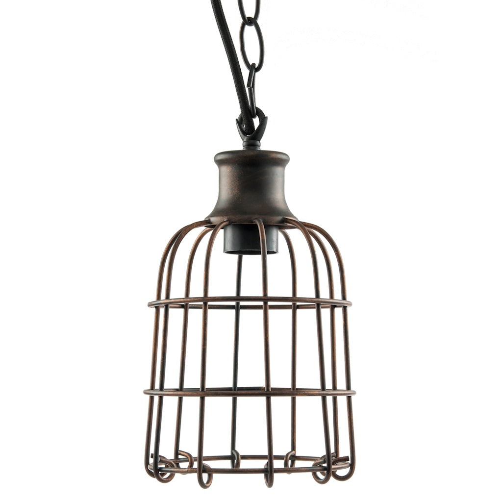 1 Light (Medium Screw Base) Open Cage Iron Rust Pendant Light Fixture 1