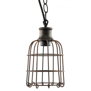 1 Light (Medium Screw Base) Open Cage Iron Rust Pendant Light Fixture 1