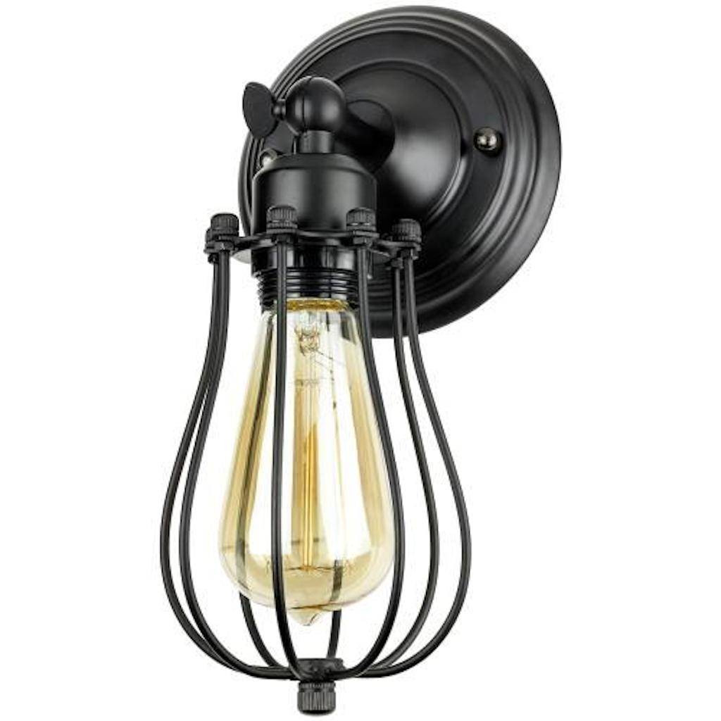 1 Light (Medium Screw Base) Matte Black Cage Wall Sconce Light Fixture 1