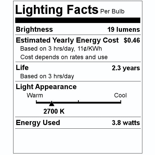 3.8 watt 14 volt T3.25 Miniature Wedge Base 2700K Warm White  Incandescent Miniature / Automotive Light Bulb (10 Pack) 2