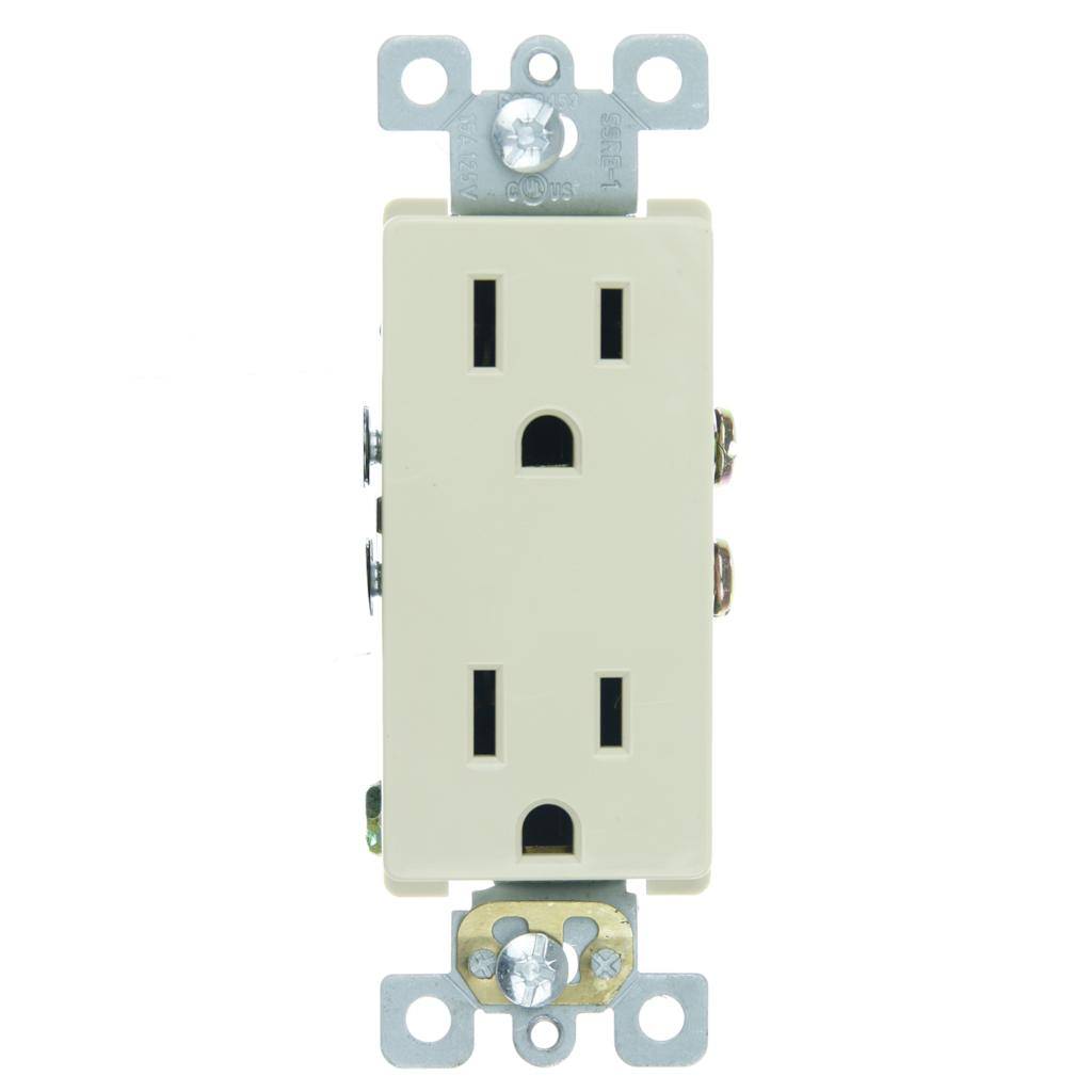 Ivory Decorative Duplex Outlet Receptacle 1