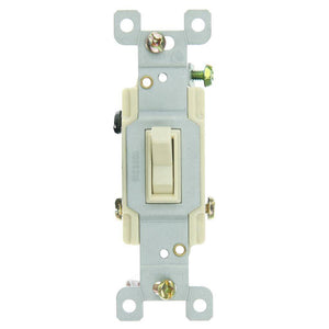 Grounded 3-Way Rocker Ivory Light Switch 1
