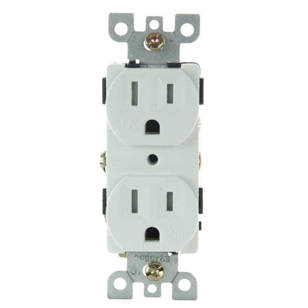 Tamper Resistant White Duplex Outlet Receptacle 1