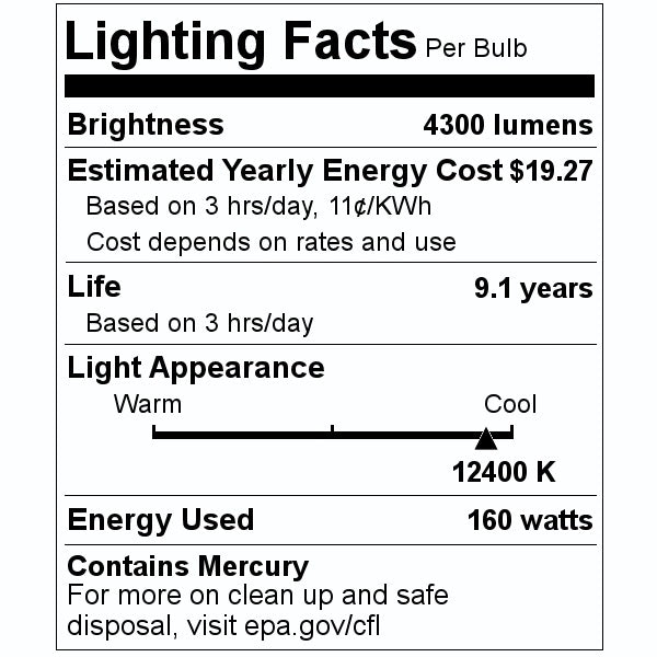 72" 160 watt T12 Recessed Double Contact Base 12400K Daylight Fluorescent Light Bulb 2