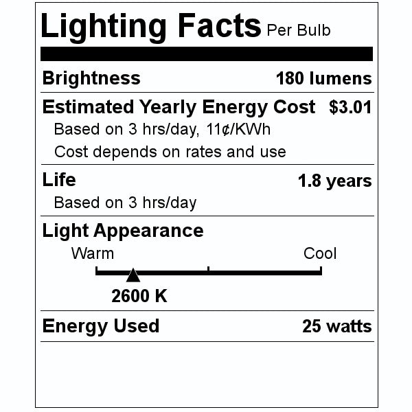 25 watt 120 volt G16 Medium Screw Base 2600K Warm White incandescent Light Bulb (12 Pack) 2