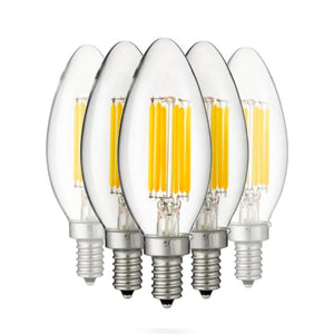 5 watt 220-277 volt B11 Candelabra Screw Base 2700K Warm White LED Light Bulb (6 Pack) 1