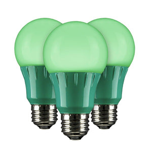 3 watt 120 volt  A19 Medium Screw Base Green LED Light Bulb (3 pack) 1