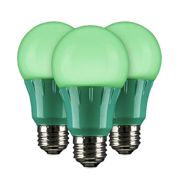 3 watt 120 volt  A19 Medium Screw Base Green LED Light Bulb (3 pack) 1
