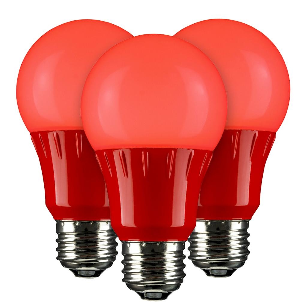 3 watt 120 volt  A19 Medium Screw Base Red LED Light Bulb (3 pack) 1