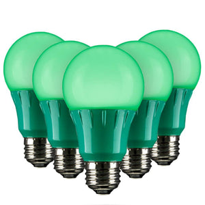 3 watt 120 volt A19 Medium Screw Base Green LED Light bulb (6 Pack) 1