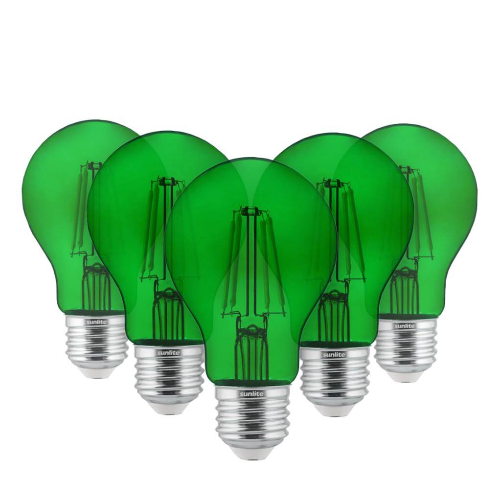 4.5 watt 120 volt A19 Medium Screw Base Green LED Light Bulb (6 Pack) 1